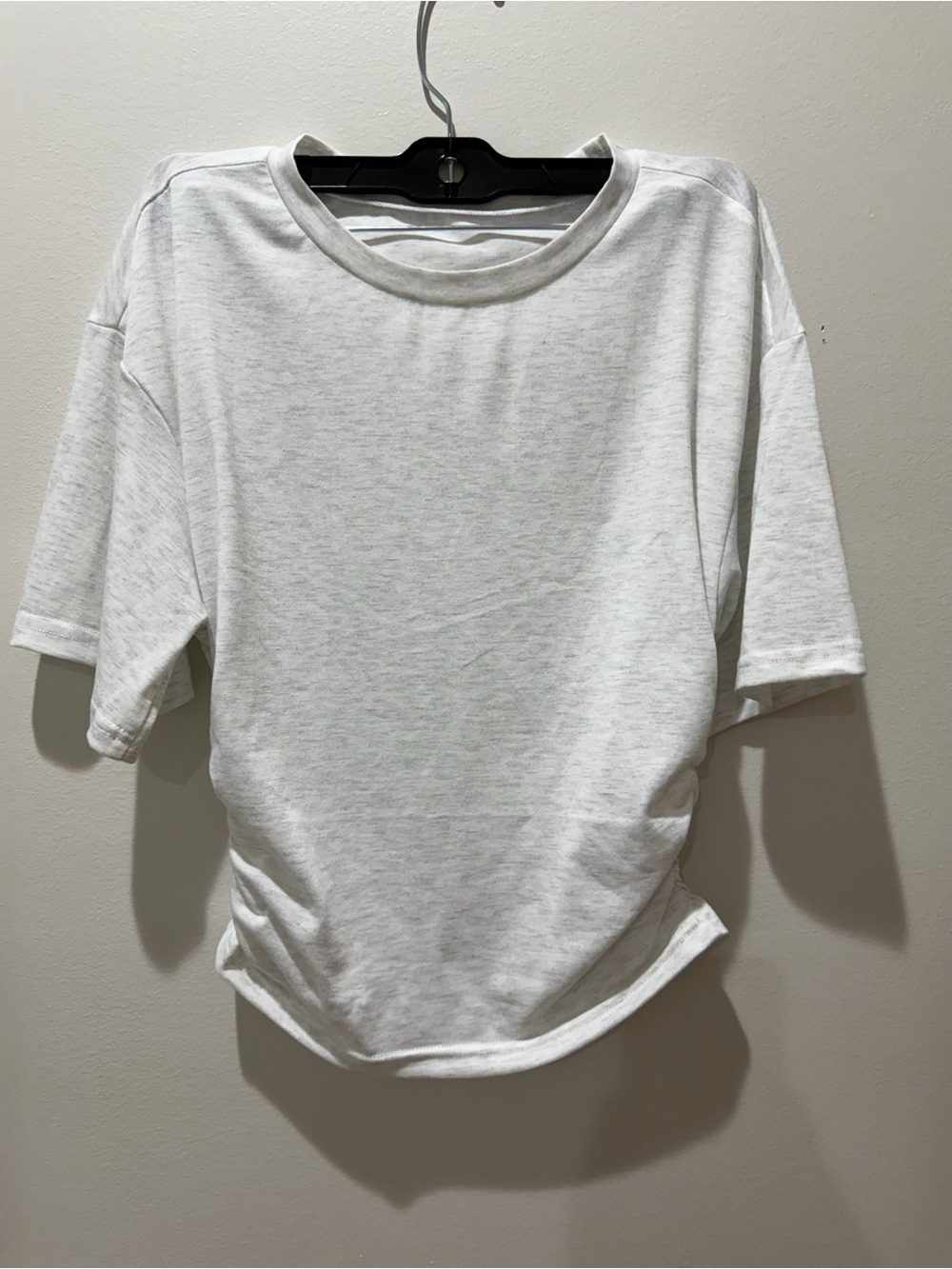 White Women’s Short Sleeve Tee Ruched sides